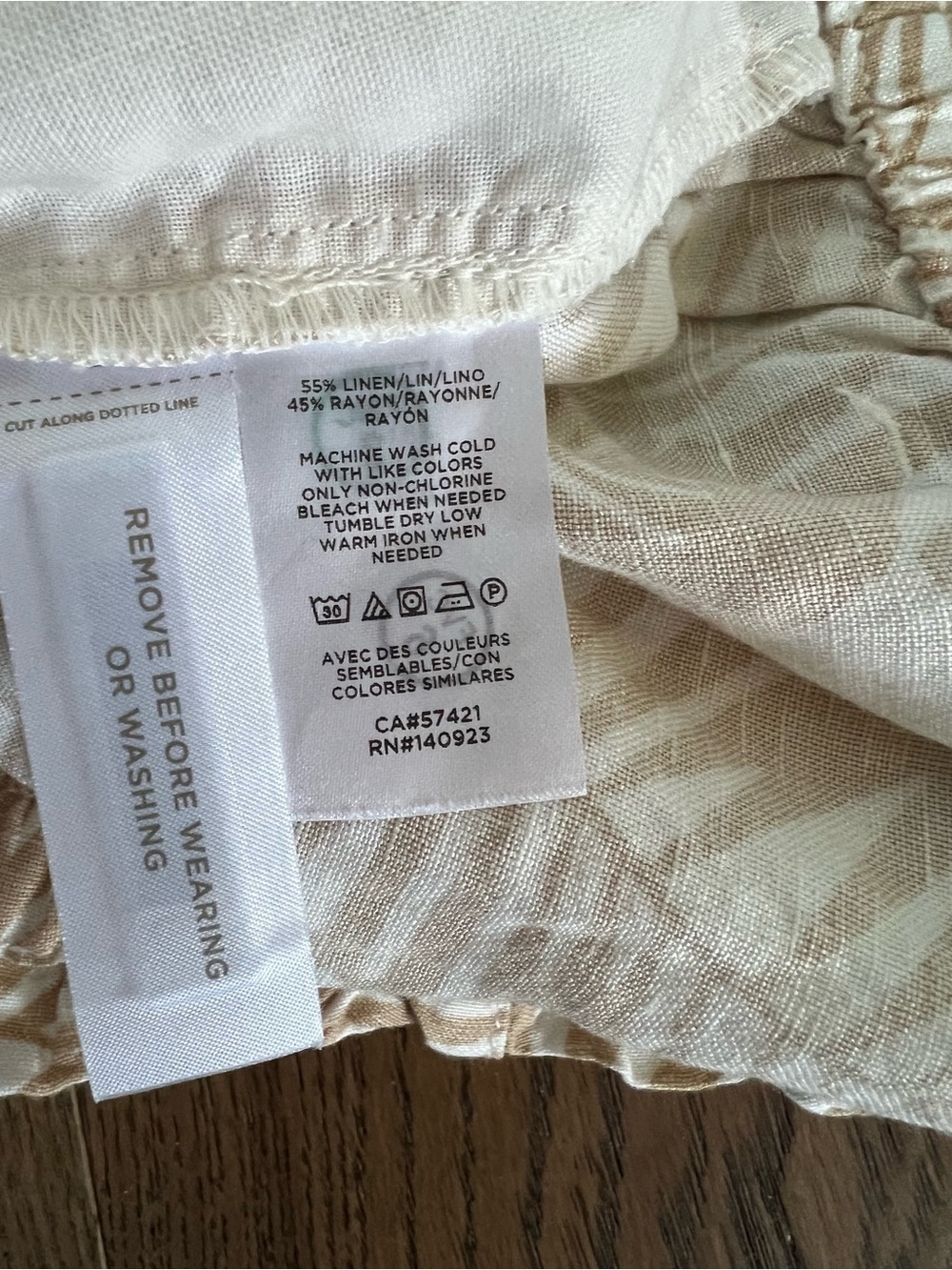LOFT Beige and White Palm-Print Tie-Waist Shorts Linen Blend Size S - Picture 5 of 5